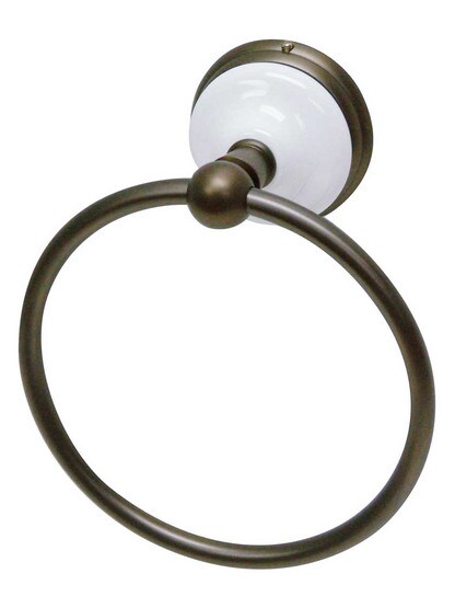 Cumberland 6inch Towel Ring with Brass and White Porcelain Rosette.